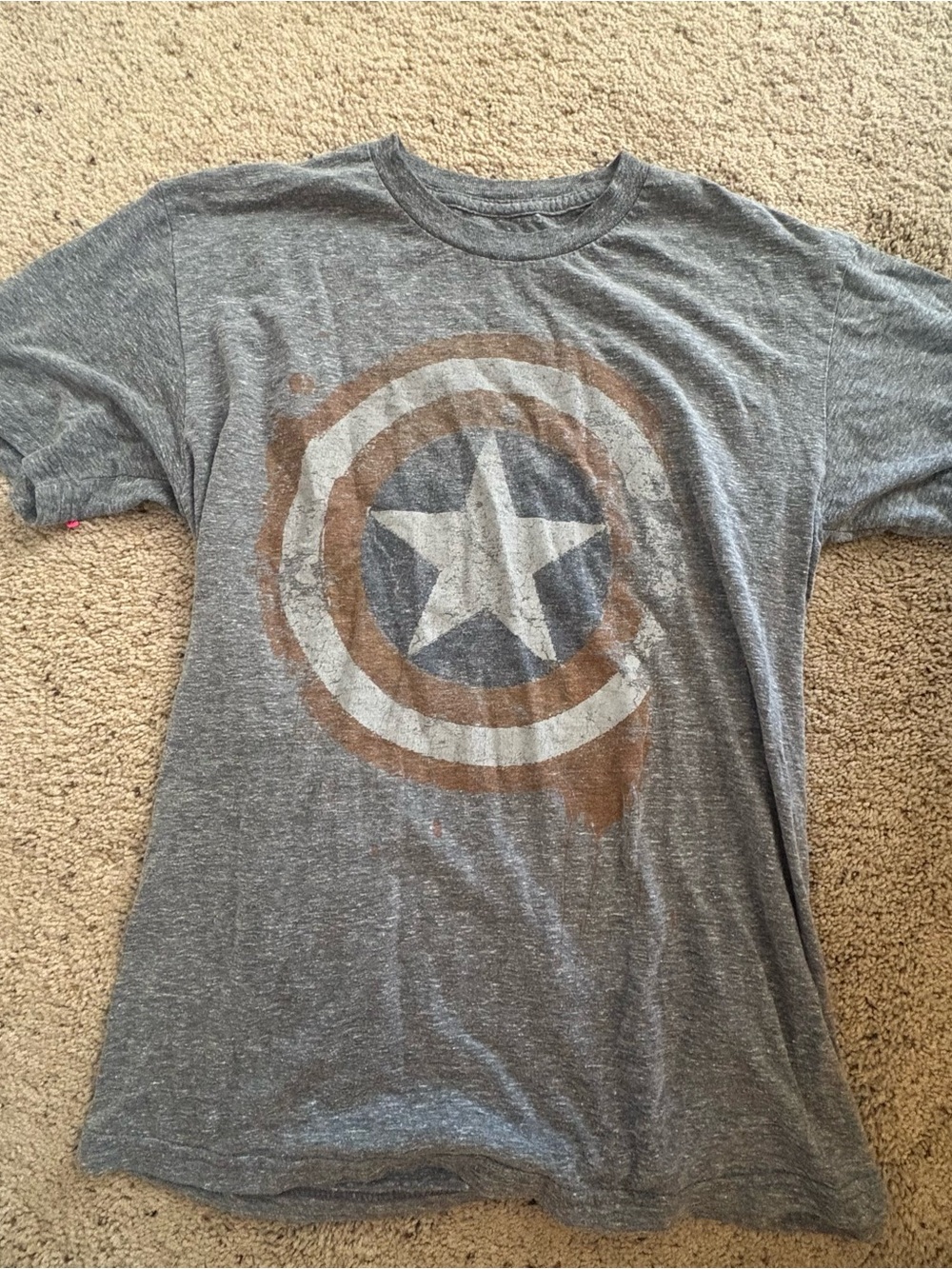 Marvel Gray Short Sleeve Tee with Captain America Star Graphic